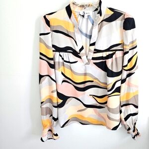 THML Anthropology v-neck abstract blouse